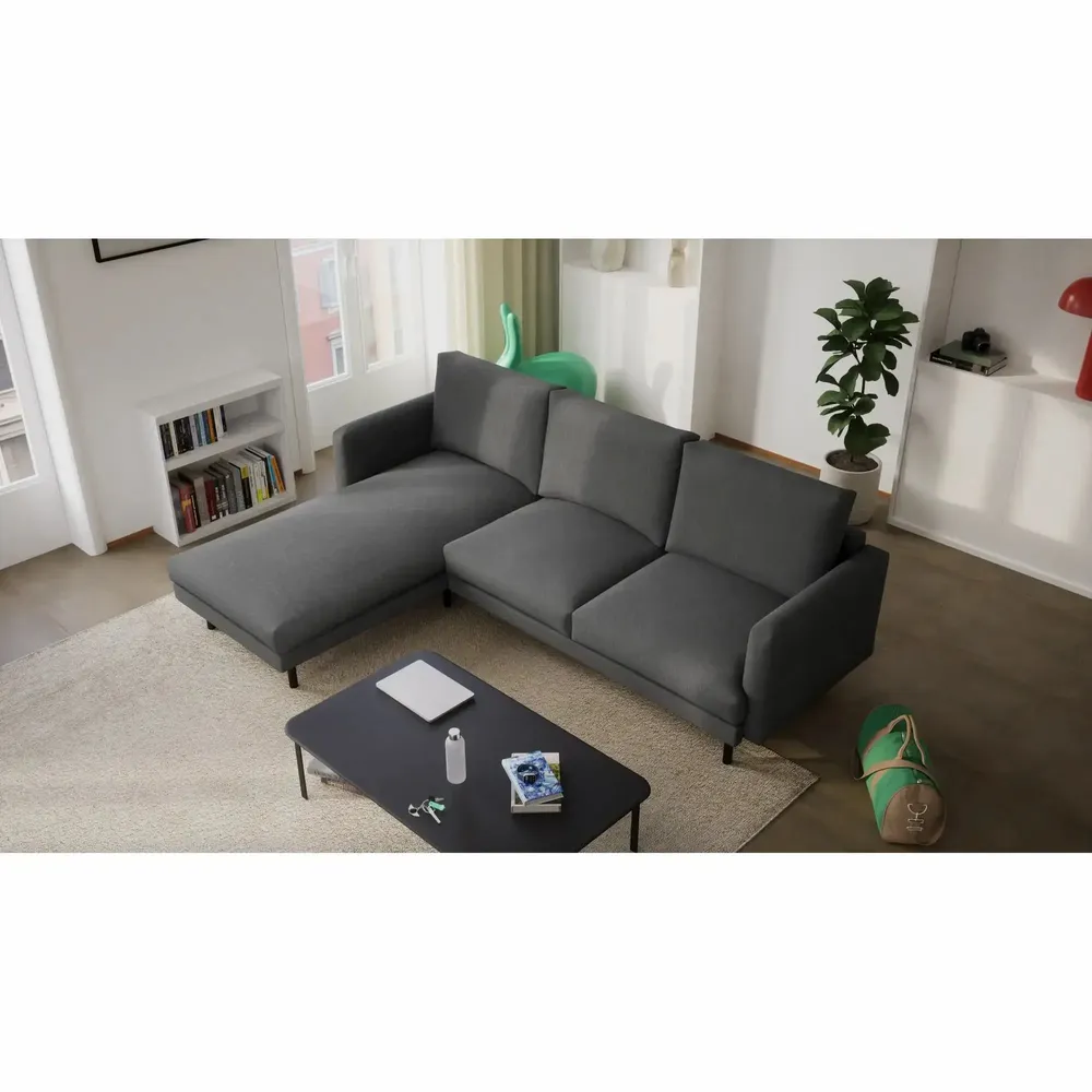 Canapés pour collectivités - Canapé d'angle gauche 4 places BRERA - Gris foncé - CITY SOFA