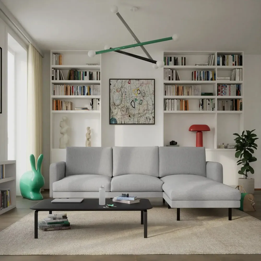 Canapés pour collectivités - Canapé d'angle à droite 4 places BRERA - Gris - CITY SOFA