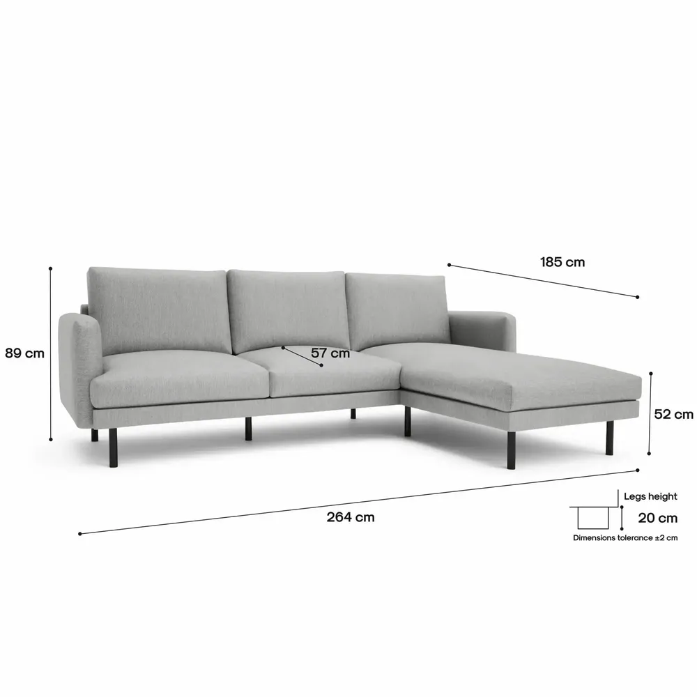 Canapés pour collectivités - Canapé d'angle à droite 4 places BRERA - Gris - CITY SOFA