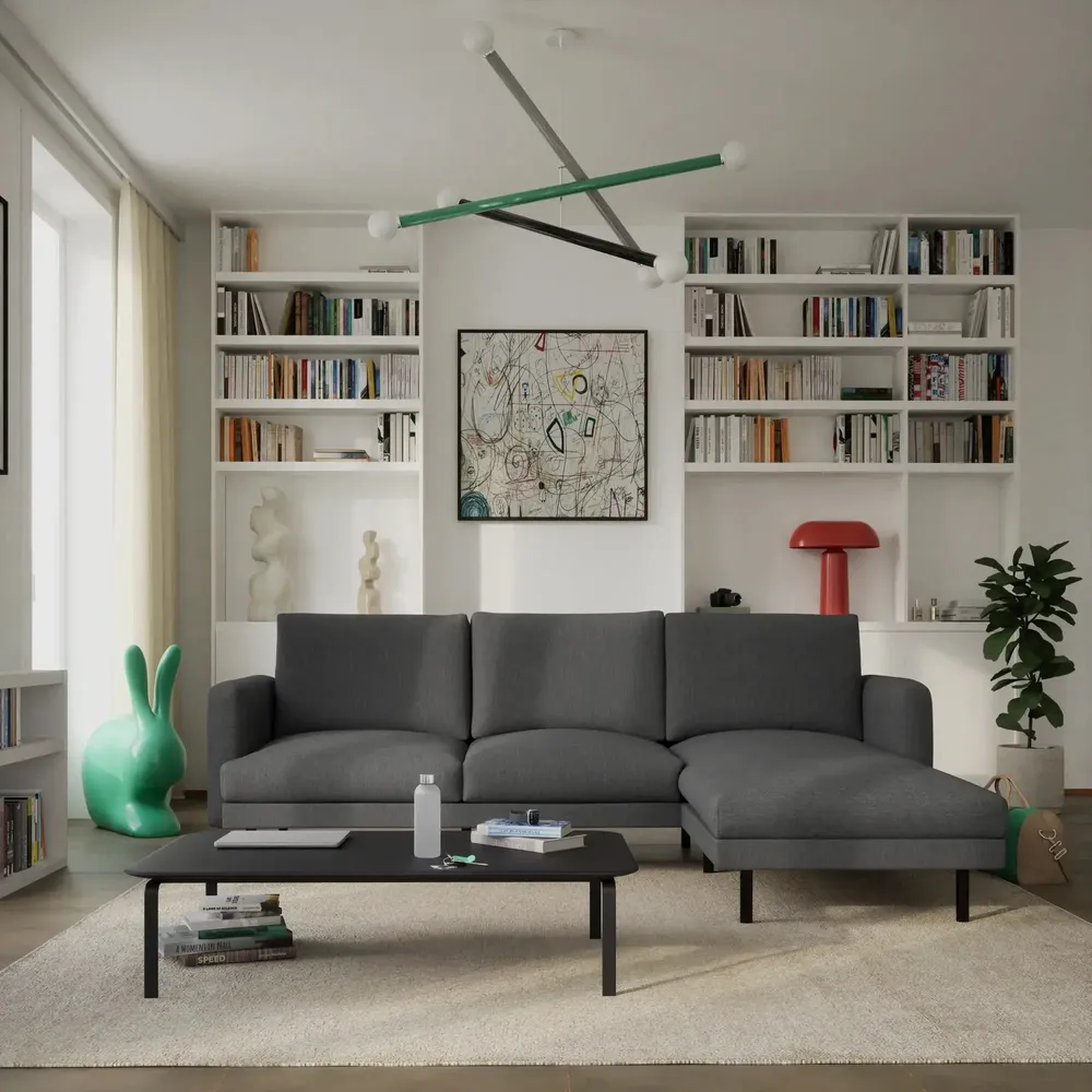 Sofas for hospitalities & contracts - 4-Seater Right Corner Sofa BRERA - Dark Grey - CITY SOFA