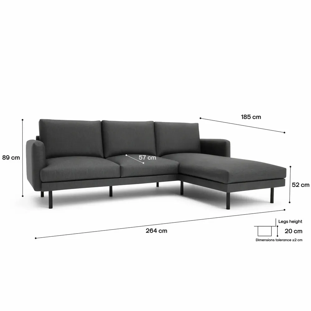 Sofas for hospitalities & contracts - 4-Seater Right Corner Sofa BRERA - Dark Grey - CITY SOFA