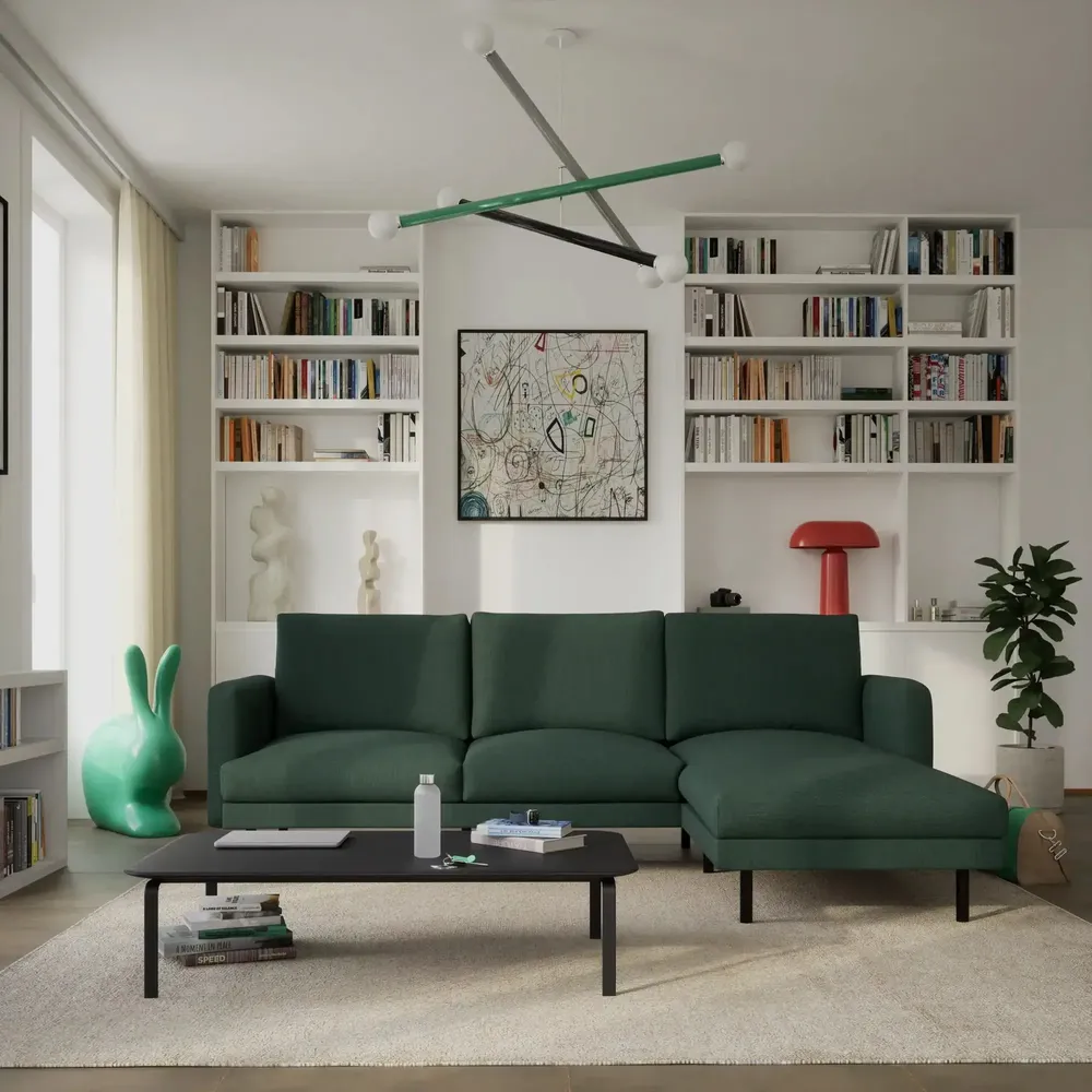 Sofas for hospitalities & contracts - 4-Seater Right Corner Sofa BRERA - Green - CITY SOFA