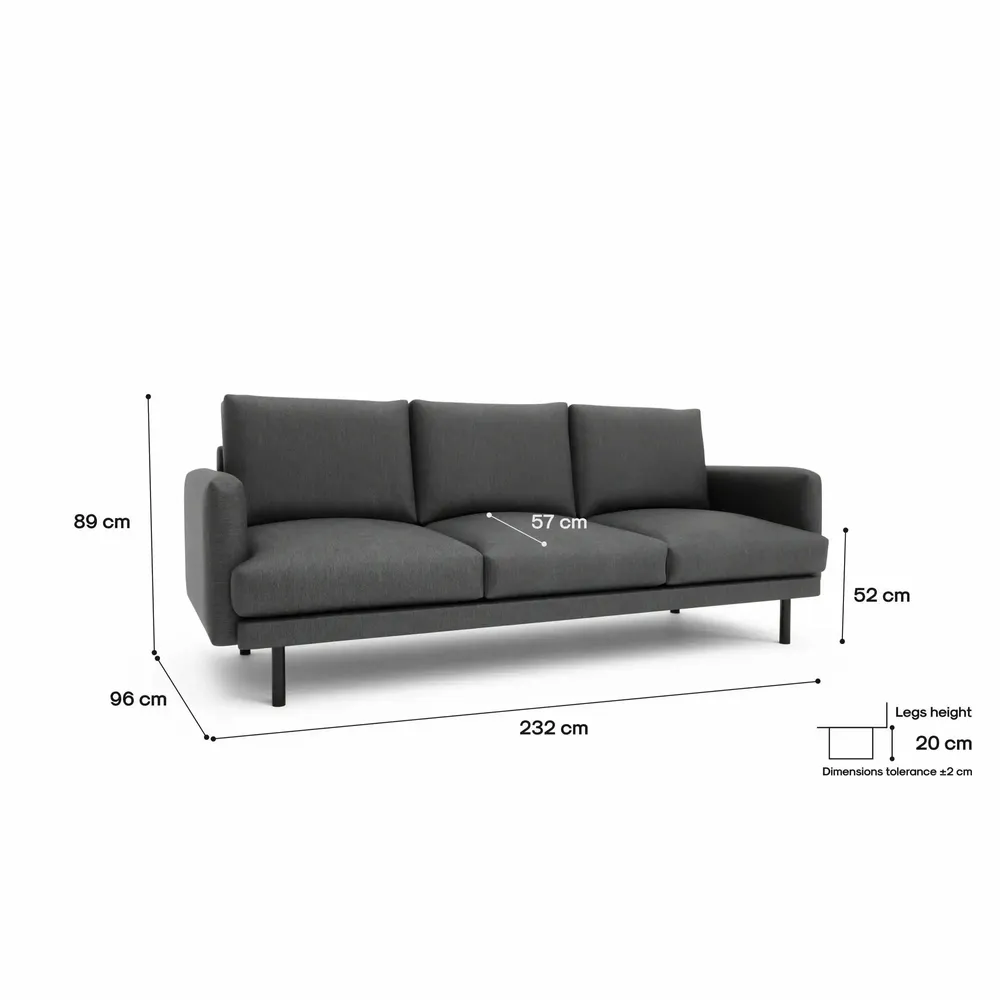 Sofas for hospitalities & contracts - 4-Seater Sofa BRERA - Dark Grey - CITY SOFA