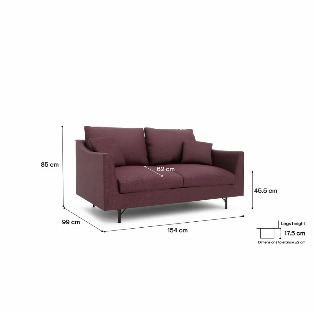 Sofas for hospitalities & contracts - 2-Seater Sofa ALFAMA - Burgundy - CITY SOFA