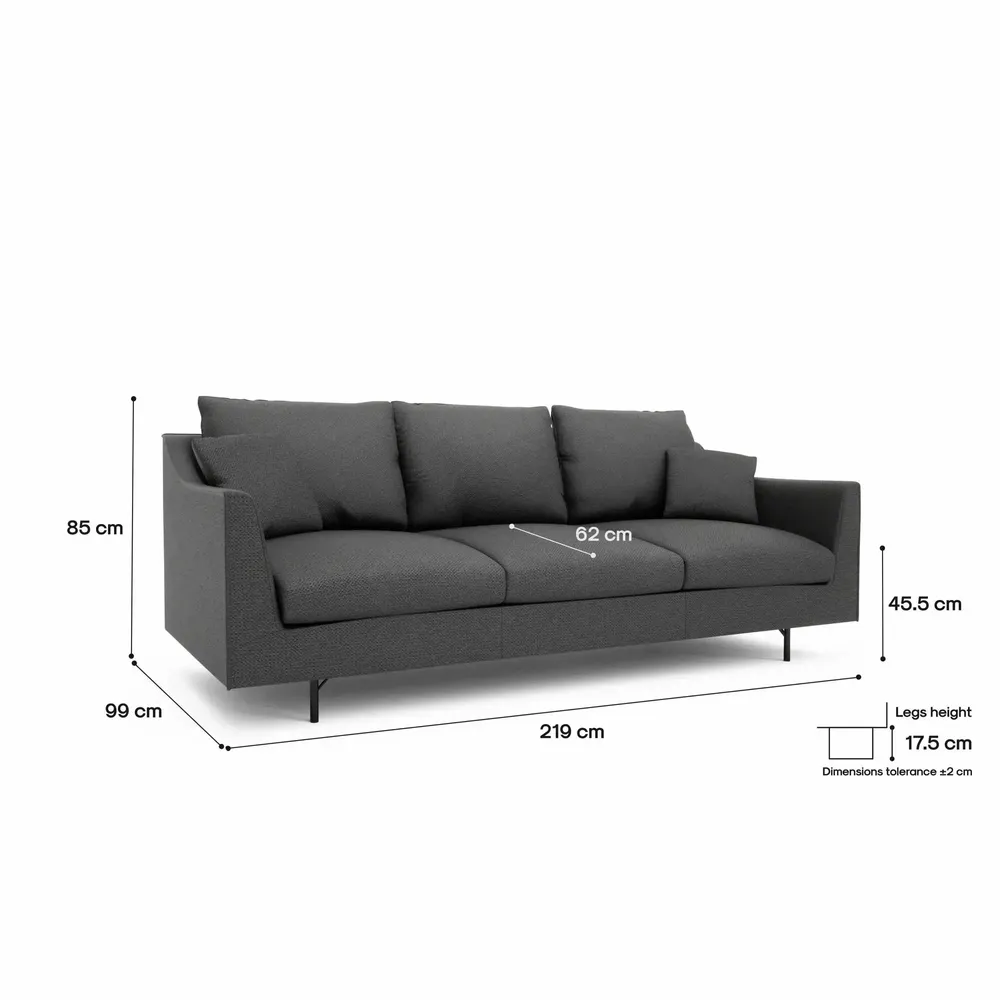 Sofas for hospitalities & contracts - 3-Seater Sofa ALFAMA - Dark Grey - CITY SOFA