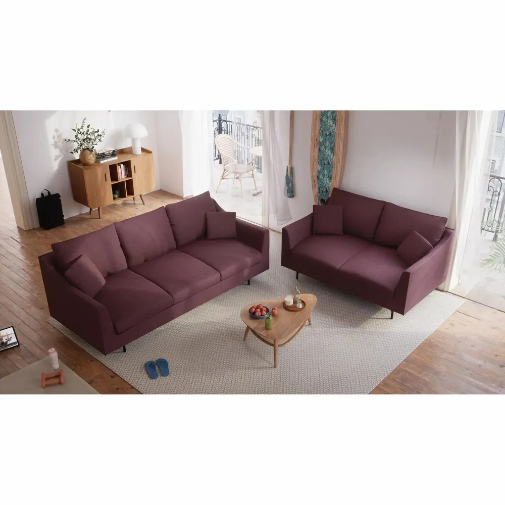 Sofas for hospitalities & contracts - 3-Seater Sofa ALFAMA - Burgundy - CITY SOFA