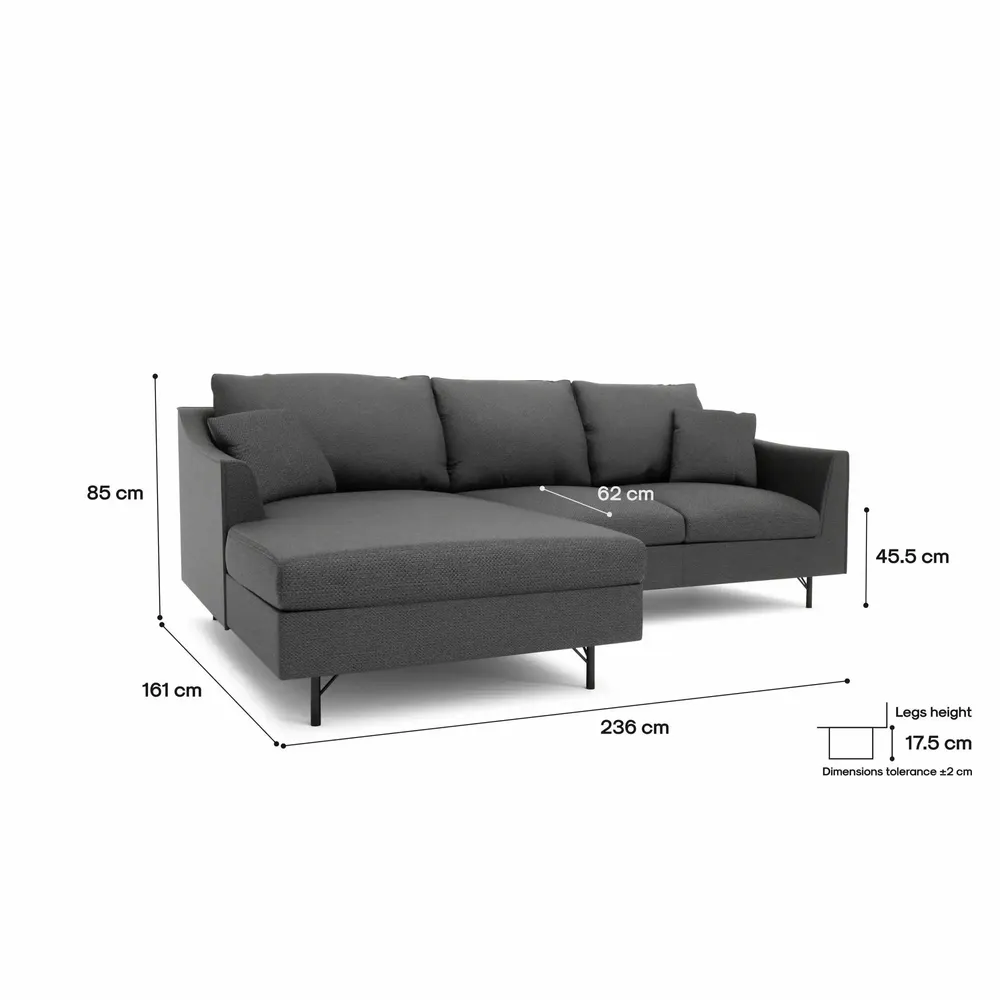 Sofas for hospitalities & contracts - 4-Seater Left Corner Sofa ALFAMA - Dark Grey - CITY SOFA
