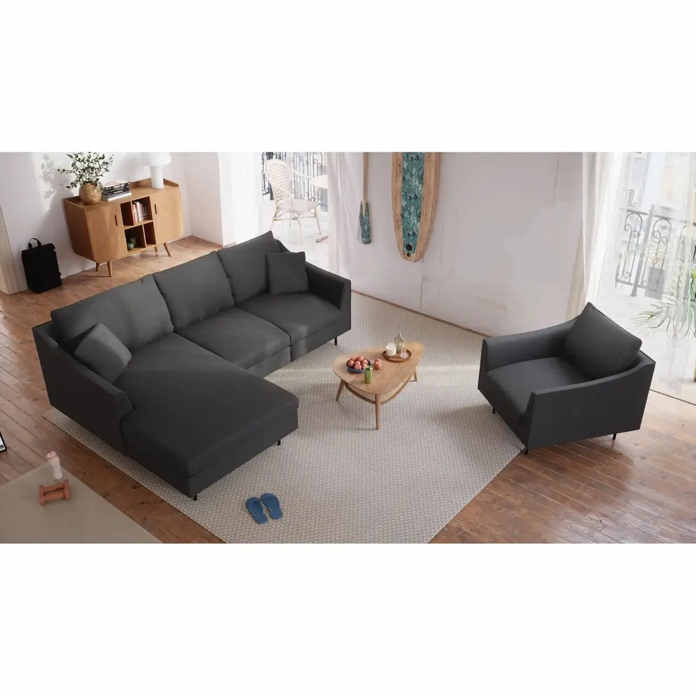 Sofas for hospitalities & contracts - 4-Seater Left Corner Sofa ALFAMA - Dark Grey - CITY SOFA