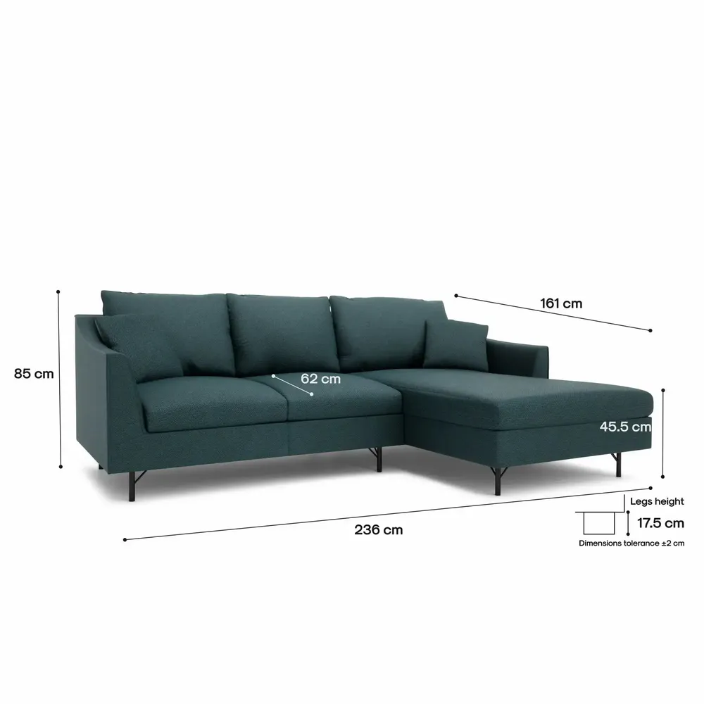Sofas for hospitalities & contracts - 4-Seater Right Corner Sofa ALFAMA - Deep Blue - CITY SOFA