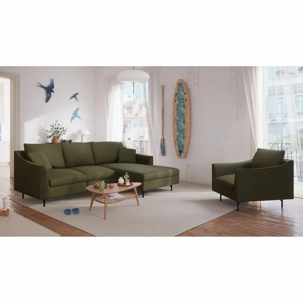 Canapés pour collectivités - Canapé d'angle à droite 4 places ALFAMA - Vert - CITY SOFA
