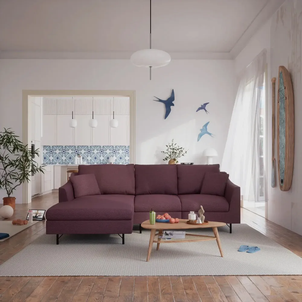 Sofas for hospitalities & contracts - 4-Seater Left Corner Sofa ALFAMA - Burgundy - CITY SOFA