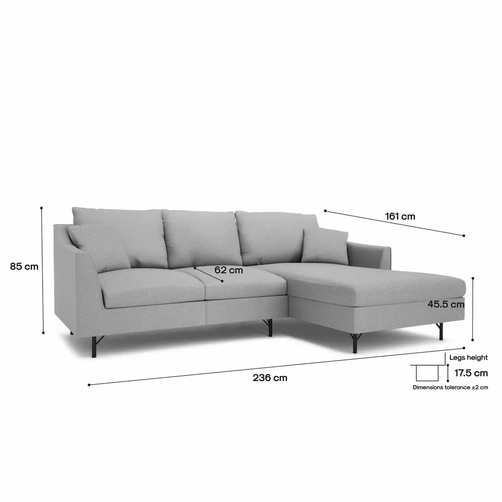 Sofas for hospitalities & contracts - 4-Seater Right Corner Sofa ALFAMA - Grey - CITY SOFA