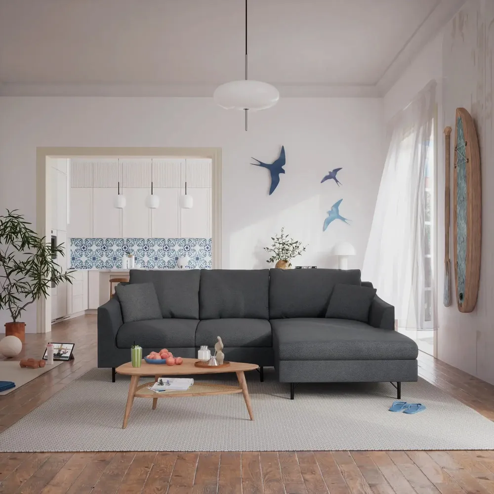 Sofas for hospitalities & contracts - 4-Seater Right Corner Sofa ALFAMA - Dark Grey - CITY SOFA