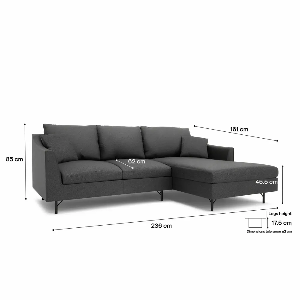 Sofas for hospitalities & contracts - 4-Seater Right Corner Sofa ALFAMA - Dark Grey - CITY SOFA