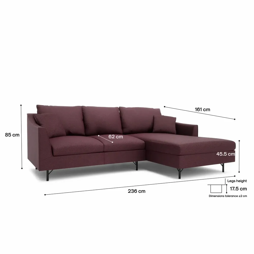 Sofas for hospitalities & contracts - 4-Seater Right Corner Sofa ALFAMA - Burgundy - CITY SOFA