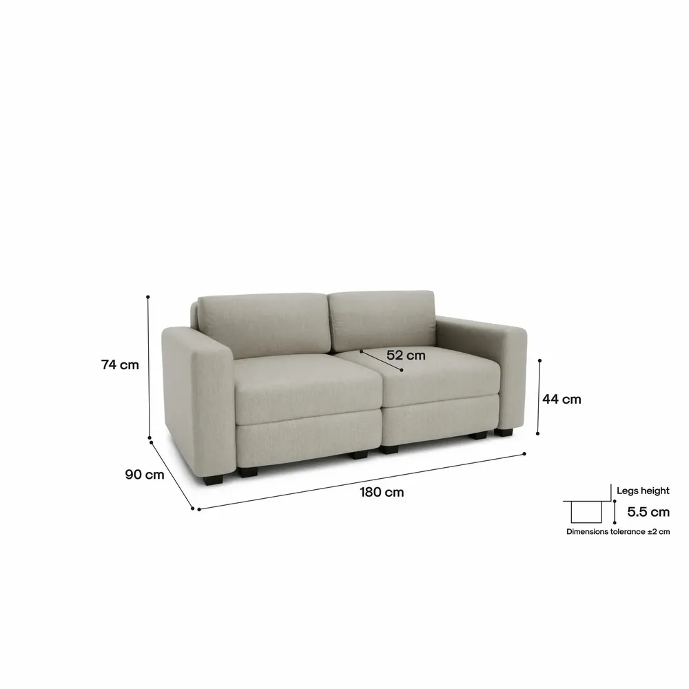 Sofas for hospitalities & contracts - 2-Seater Modular Sofa GRACIA - Beige Grey - CITY SOFA