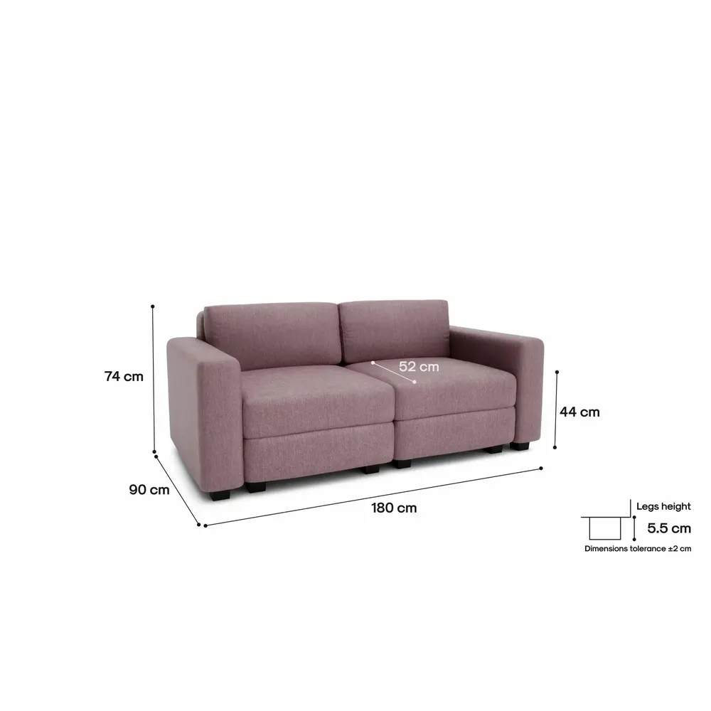 Sofas for hospitalities & contracts - 2-Seater Modular Sofa GRACIA - Dusty Pink - CITY SOFA