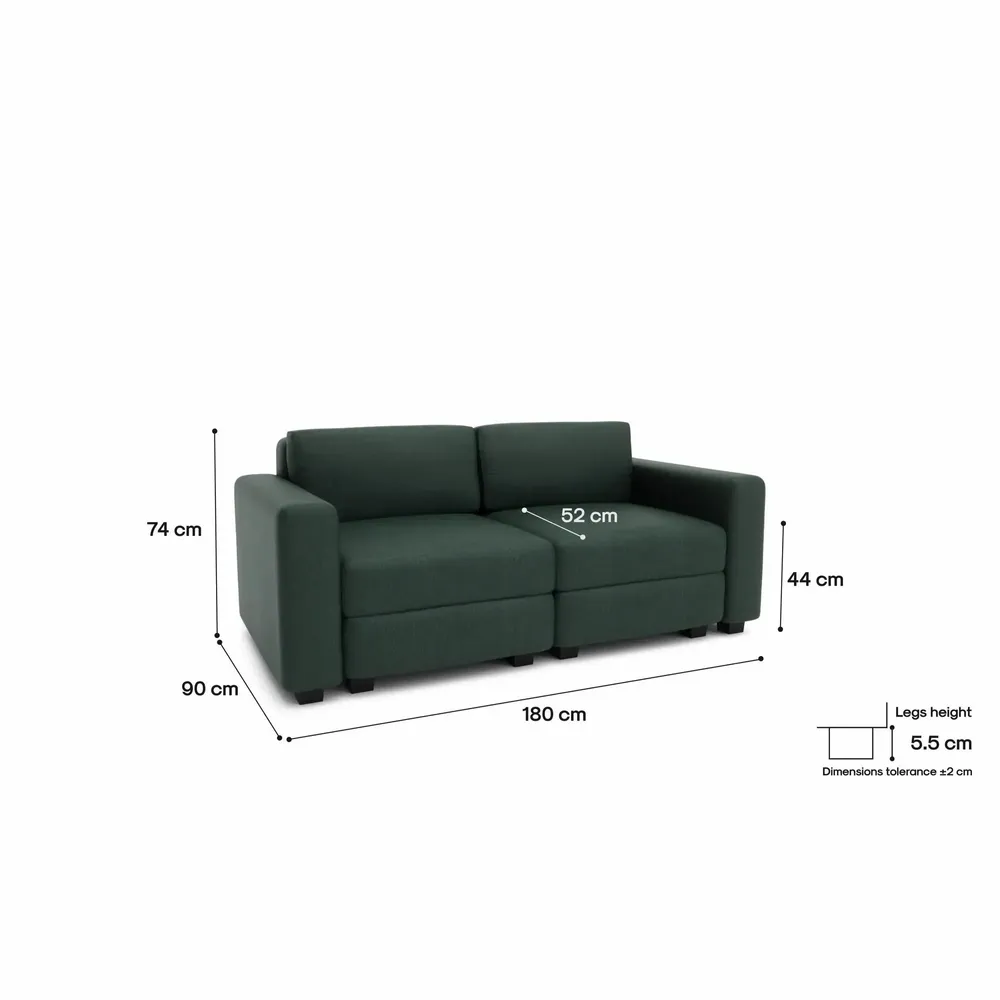 Sofas for hospitalities & contracts - 2-Seater Modular Sofa GRACIA - Green - CITY SOFA