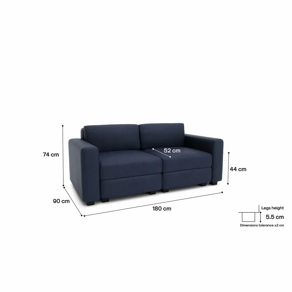 Sofas for hospitalities & contracts - 2-Seater Modular Sofa GRACIA - Dark Blue - CITY SOFA