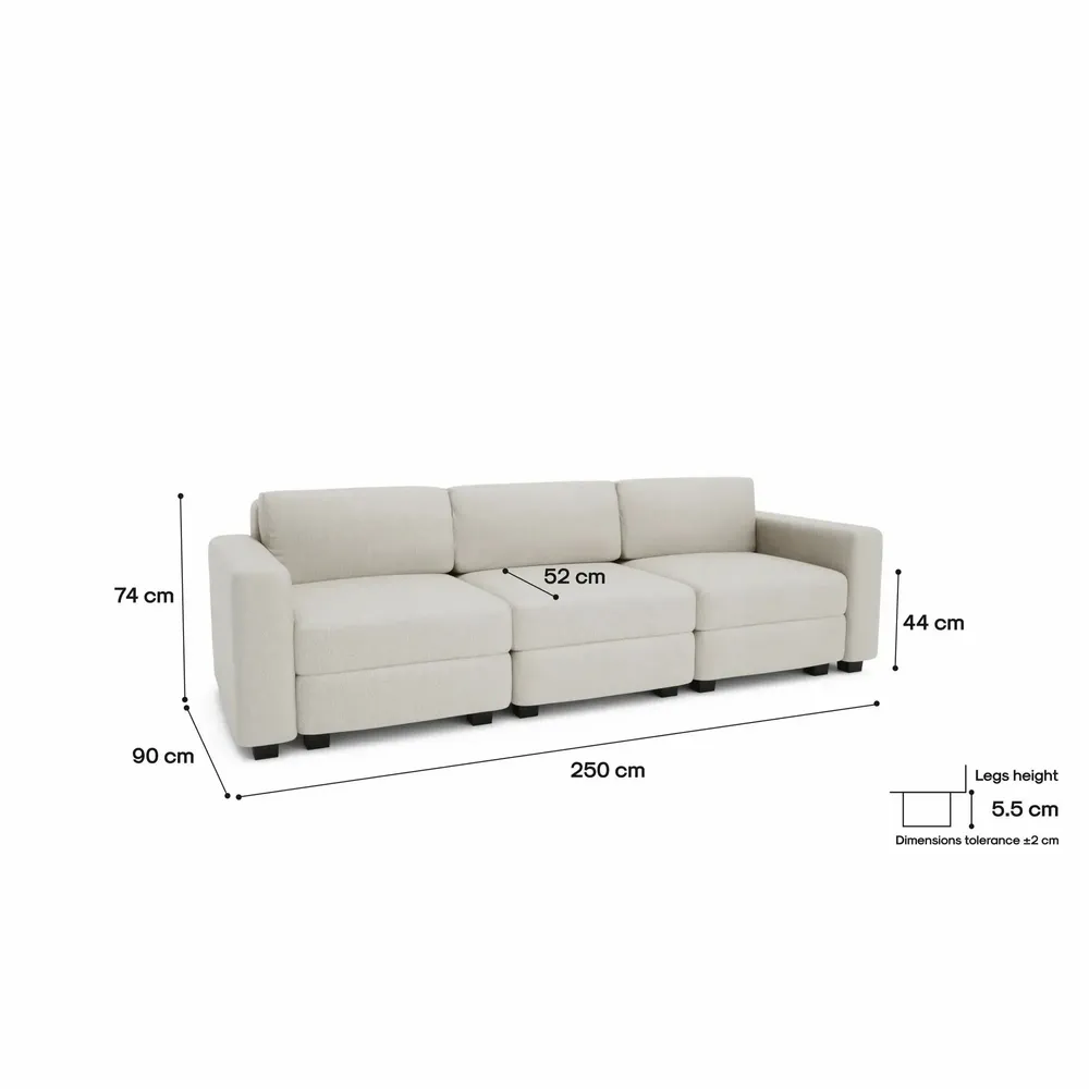 Sofas for hospitalities & contracts - 3-Seater Modular Sofa GRACIA - Cream Beige - CITY SOFA