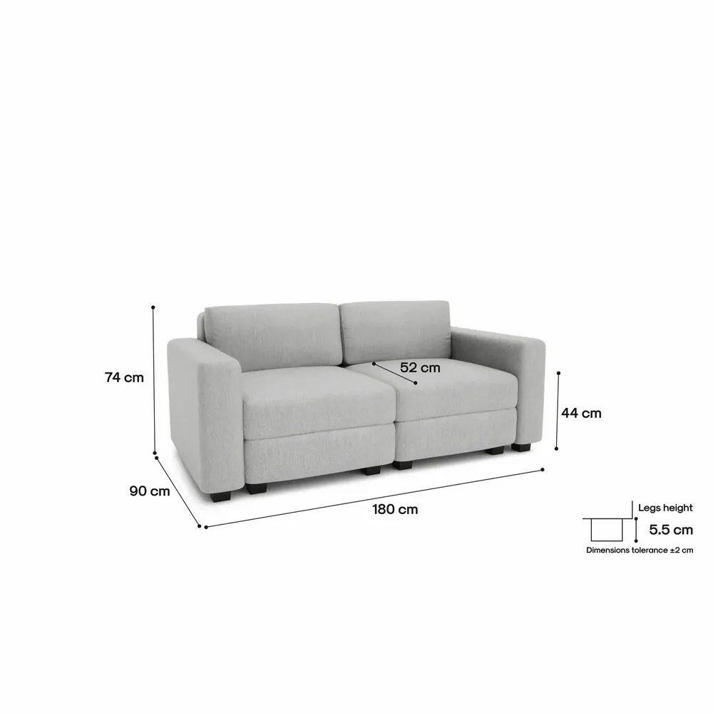 Sofas for hospitalities & contracts - 2-Seater Modular Sofa GRACIA - Grey - CITY SOFA