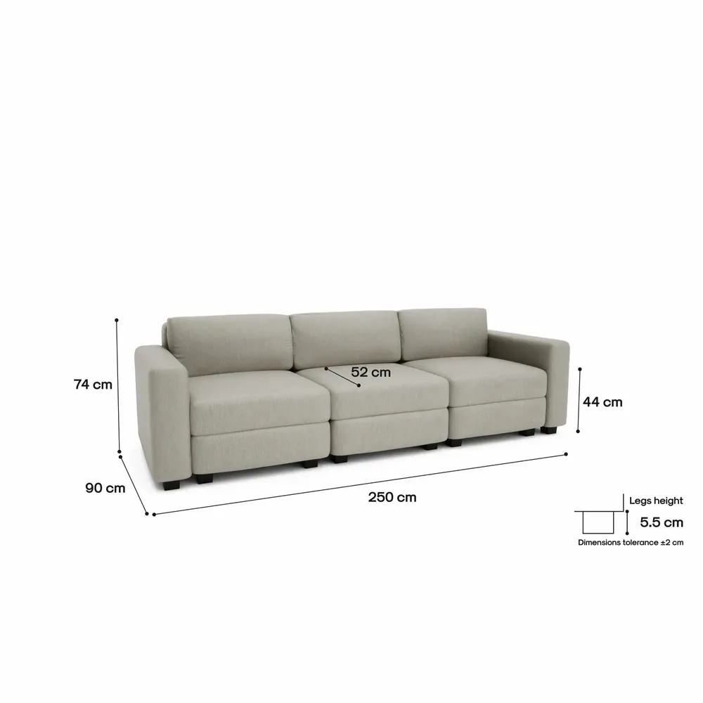 Sofas for hospitalities & contracts - 3-Seater Modular Sofa GRACIA - Beige Grey - CITY SOFA