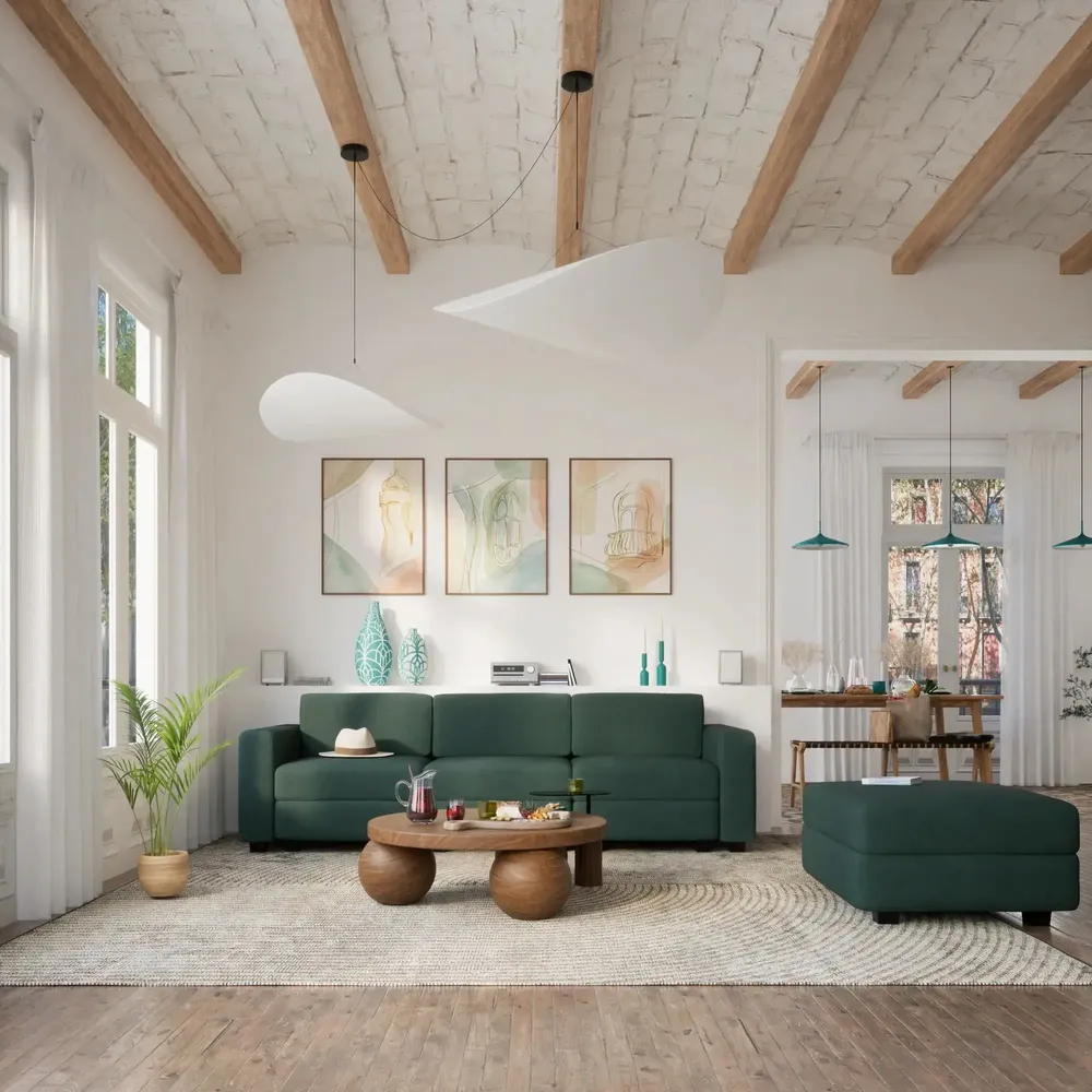 Sofas for hospitalities & contracts - 3-Seater Modular Sofa GRACIA - Green - CITY SOFA