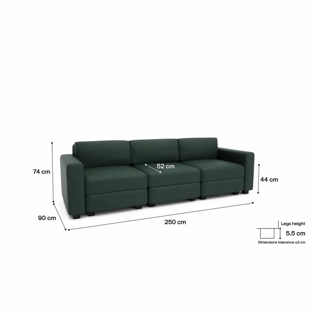 Sofas for hospitalities & contracts - 3-Seater Modular Sofa GRACIA - Green - CITY SOFA