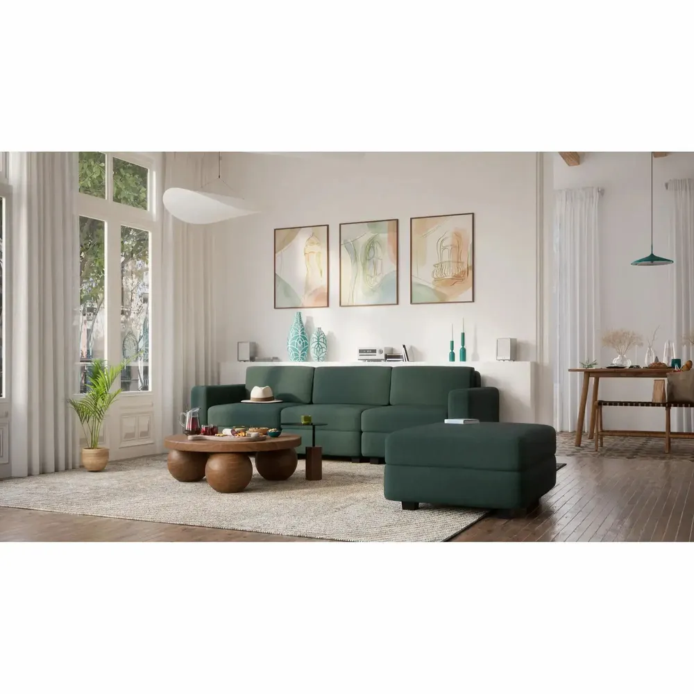 Sofas for hospitalities & contracts - 3-Seater Modular Sofa GRACIA - Green - CITY SOFA