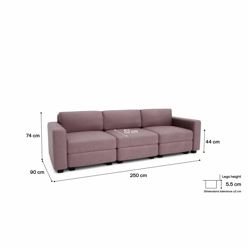 Sofas for hospitalities & contracts - 3-Seater Modular Sofa GRACIA - Dusty Pink - CITY SOFA