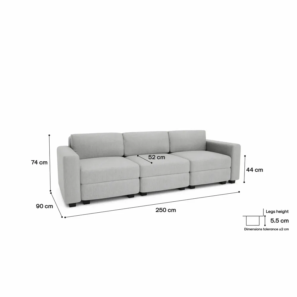 Sofas for hospitalities & contracts - 3-Seater Modular Sofa GRACIA - Grey - CITY SOFA