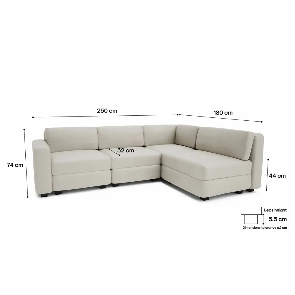 Canapés pour collectivités - Canapé d'angle modulable 4 places GRACIA - Beige crème - CITY SOFA