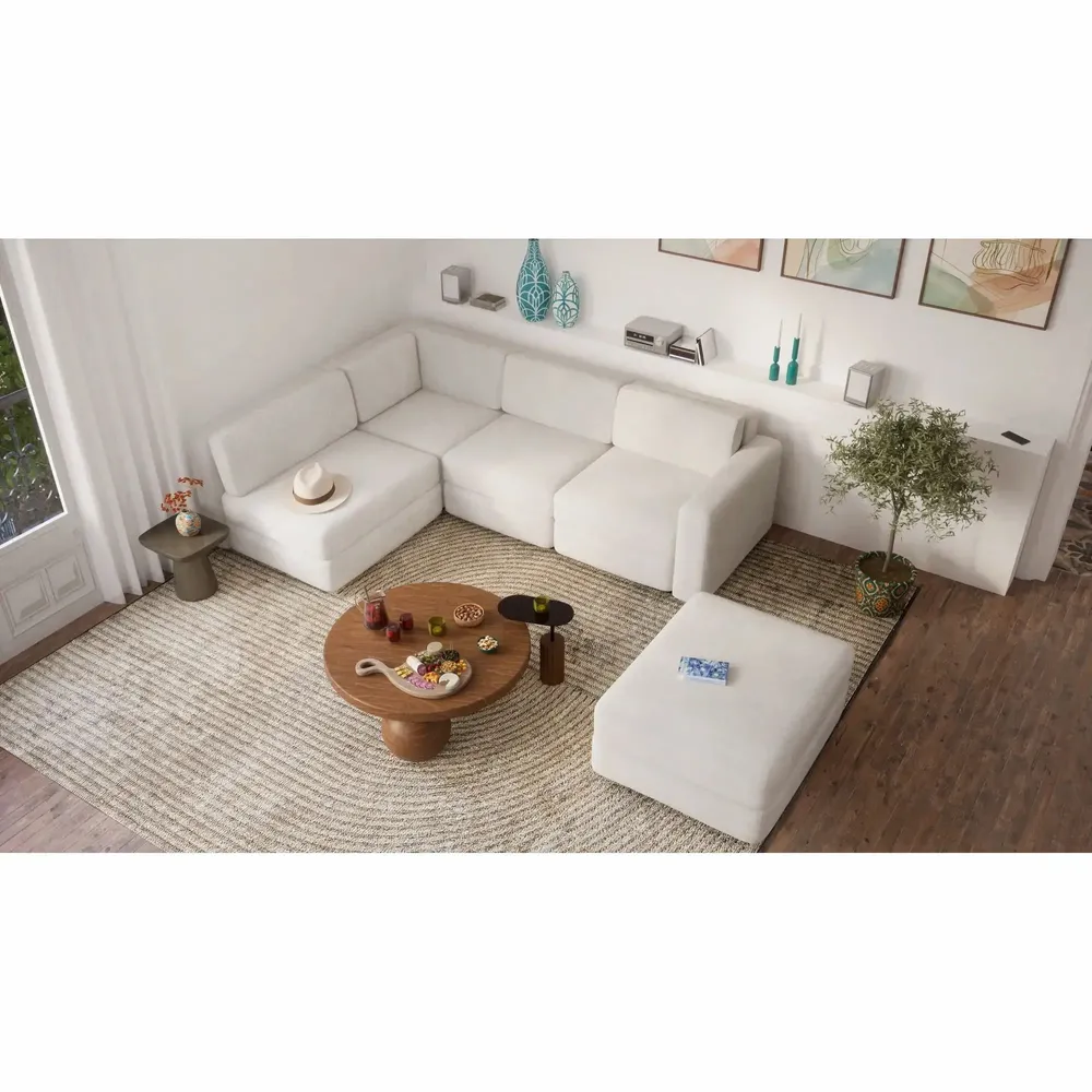 Canapés pour collectivités - Canapé d'angle modulable 4 places GRACIA - Beige crème - CITY SOFA
