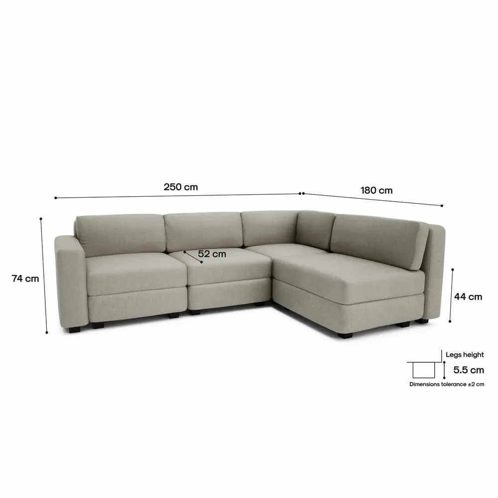 Sofas for hospitalities & contracts - 4-Seater Corner Modular Sofa GRACIA - Beige Grey - CITY SOFA
