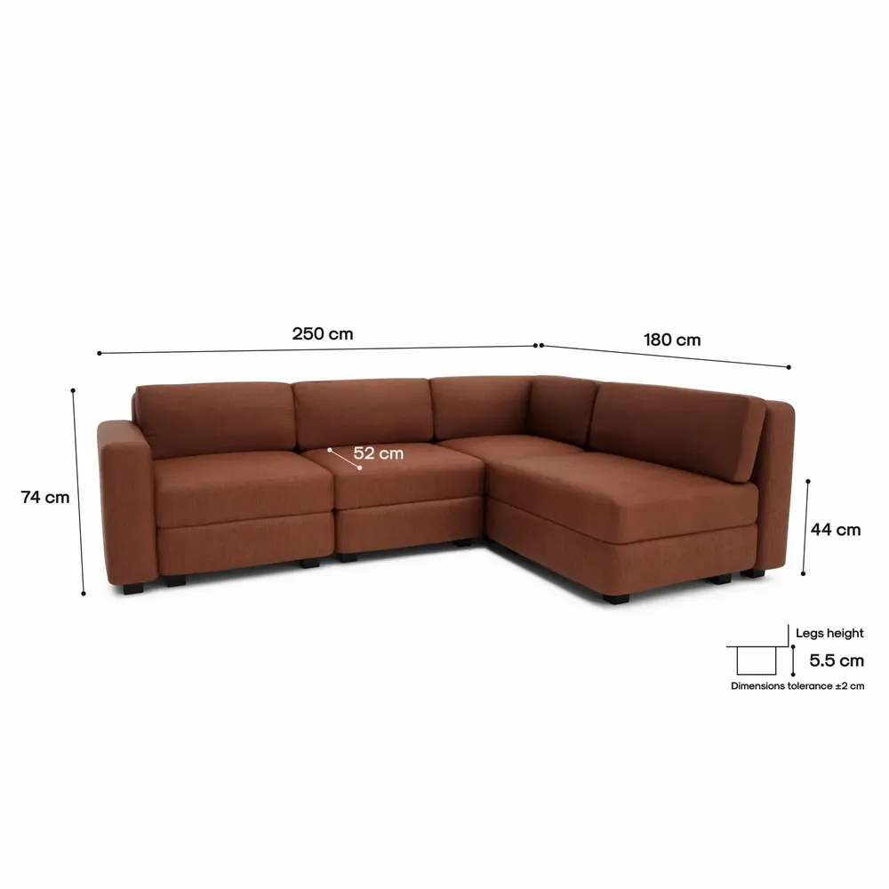 Sofas for hospitalities & contracts - 4-Seater Corner Modular Sofa GRACIA - Terracotta - CITY SOFA