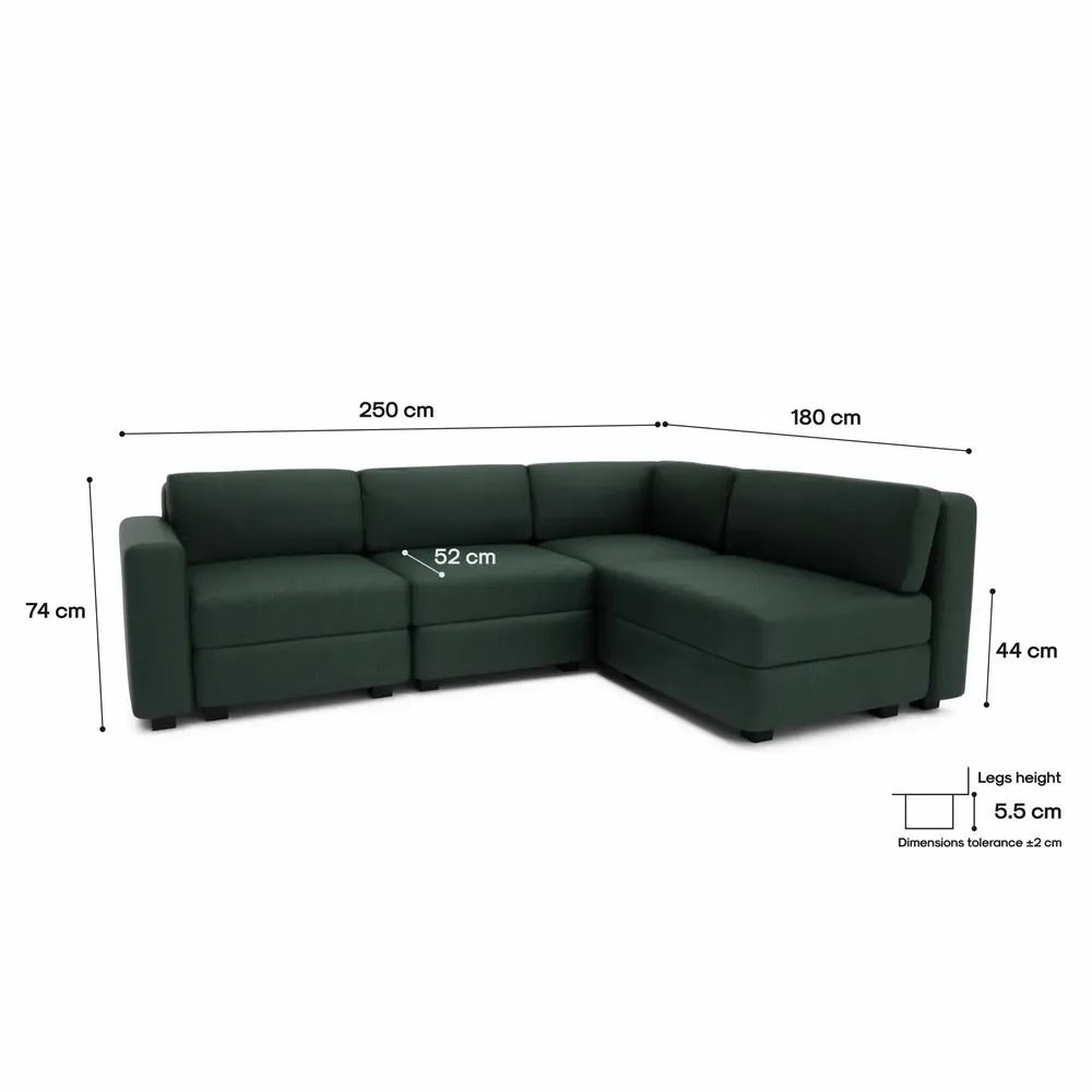 Sofas for hospitalities & contracts - 4-Seater Corner Modular Sofa GRACIA - Green - CITY SOFA