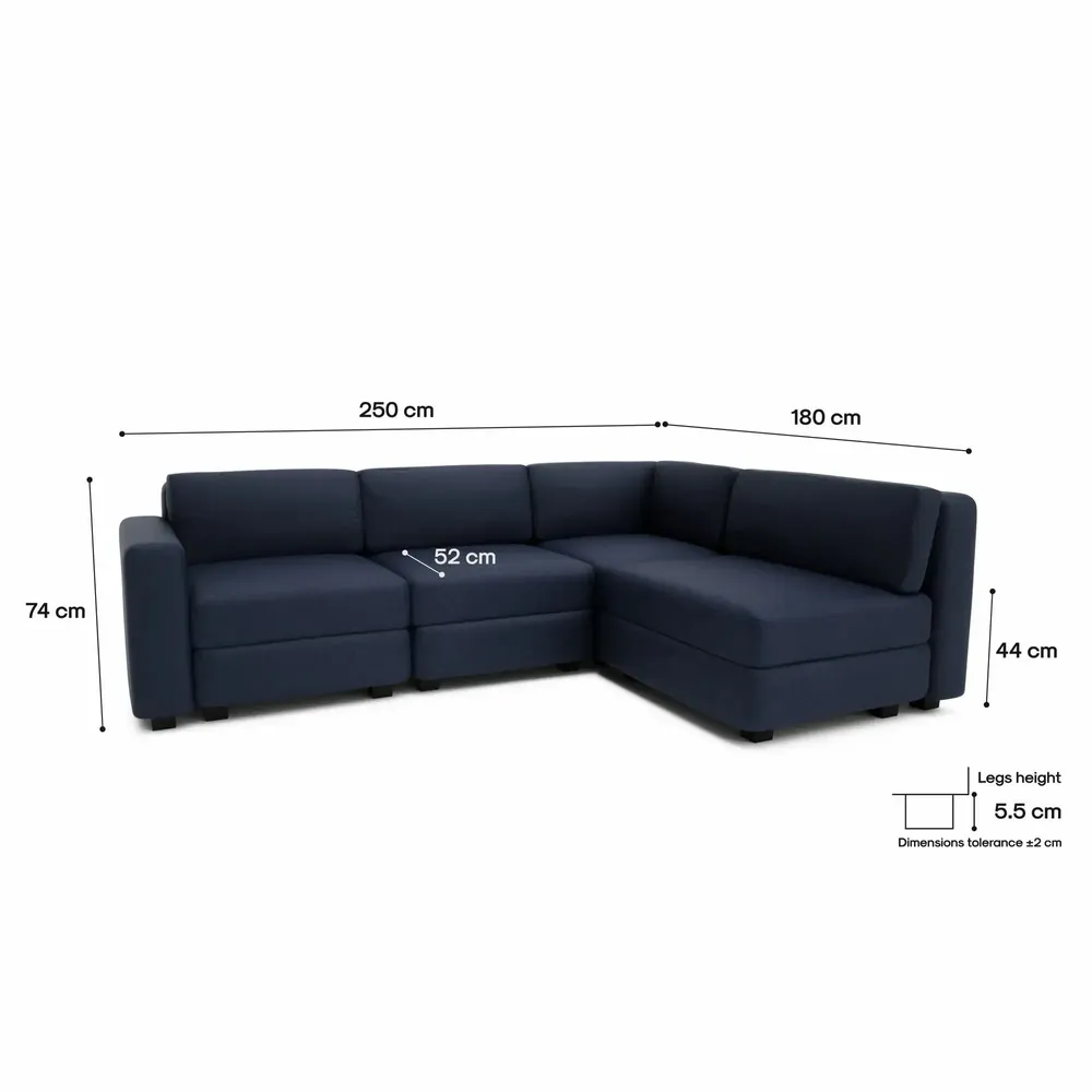 Canapés pour collectivités - Canapé d'angle modulable 4 places GRACIA - Bleu foncé - CITY SOFA