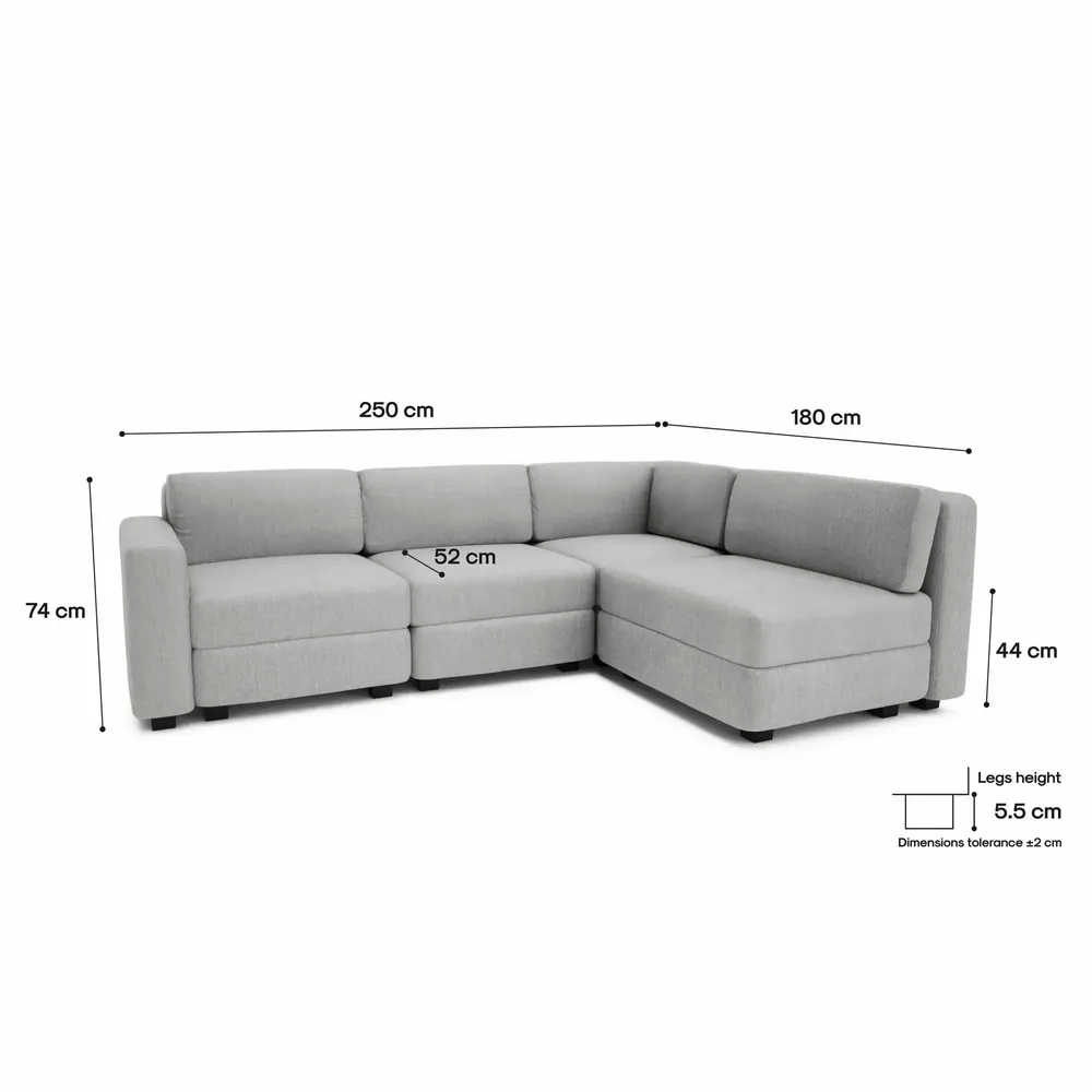 Sofas for hospitalities & contracts - 4-Seater Corner Modular Sofa GRACIA - Grey - CITY SOFA