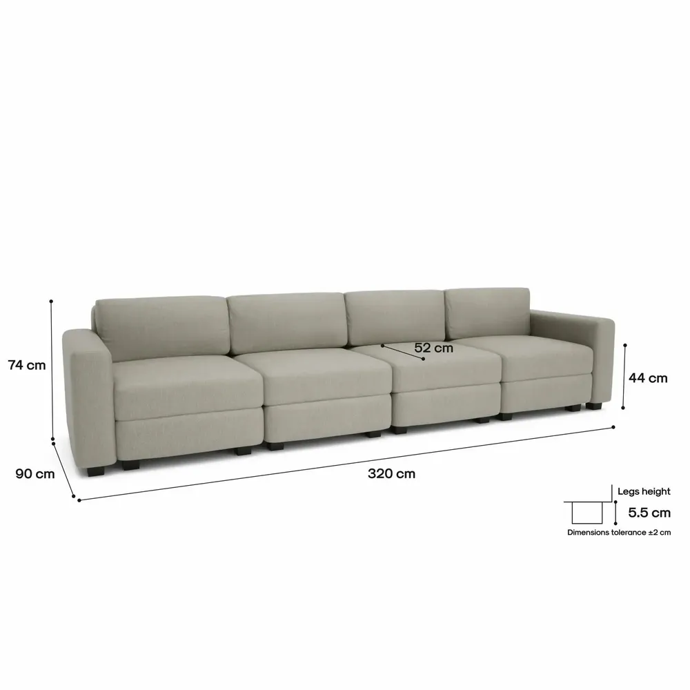 Sofas for hospitalities & contracts - 4-Seater Modular Sofa GRACIA - Beige Grey - CITY SOFA