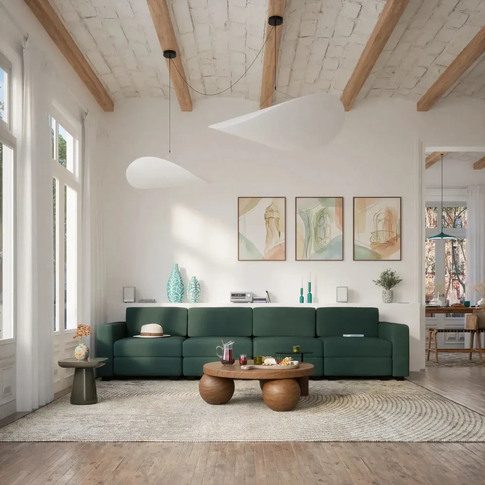 Canapés pour collectivités - Canapé modulable 4 places GRACIA - Vert - CITY SOFA