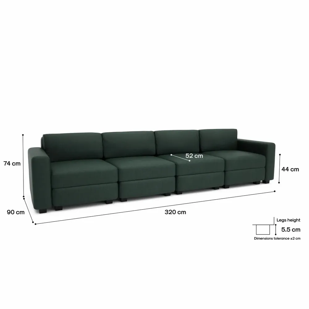 Canapés pour collectivités - Canapé modulable 4 places GRACIA - Vert - CITY SOFA