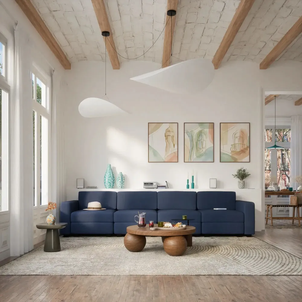 Sofas for hospitalities & contracts - 4-Seater Modular Sofa GRACIA - Dark Blue - CITY SOFA