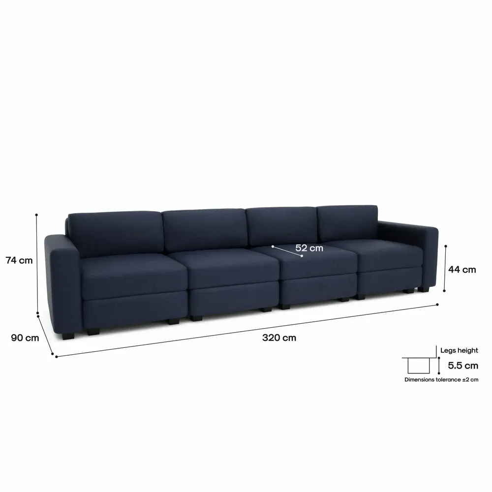 Sofas for hospitalities & contracts - 4-Seater Modular Sofa GRACIA - Dark Blue - CITY SOFA