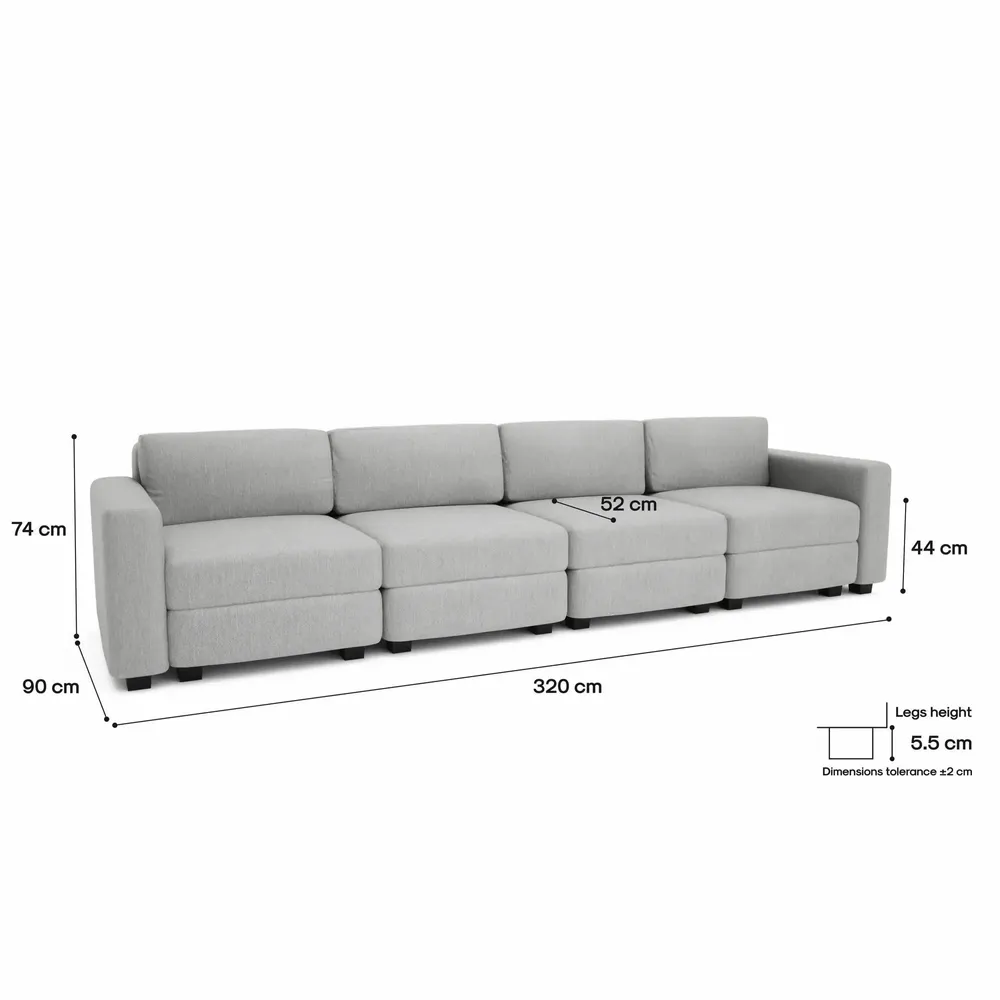 Canapés pour collectivités - Canapé modulable 4 places GRACIA - Gris - CITY SOFA