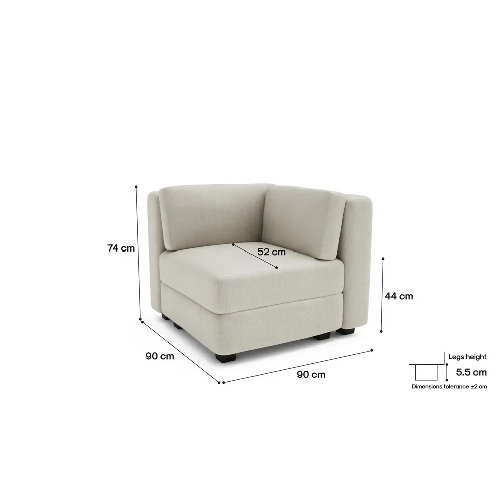 Canapés pour collectivités - Canapé modulable GRACIA - Module d'angle - Beige crème - CITY SOFA