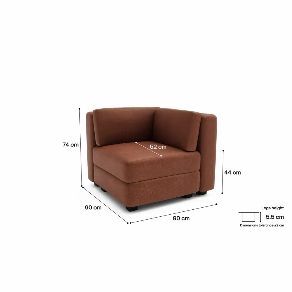 Canapés pour collectivités - Canapé modulable GRACIA - Module d'angle - Terre cuite - CITY SOFA