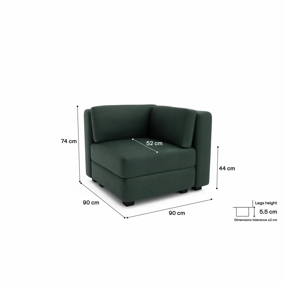 Canapés pour collectivités - Canapé modulable GRACIA - Module d'angle - Vert - CITY SOFA