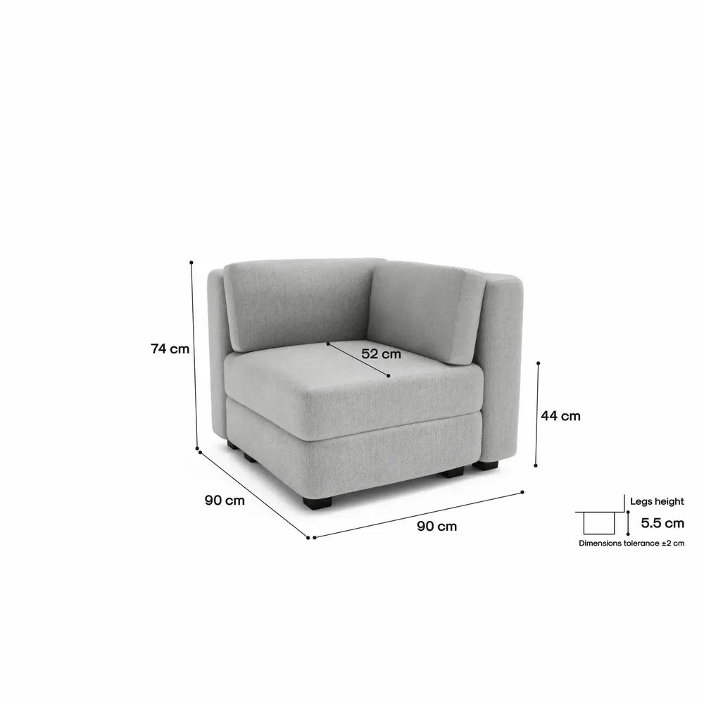Canapés pour collectivités - Canapé modulable GRACIA - Module d'angle - Gris - CITY SOFA