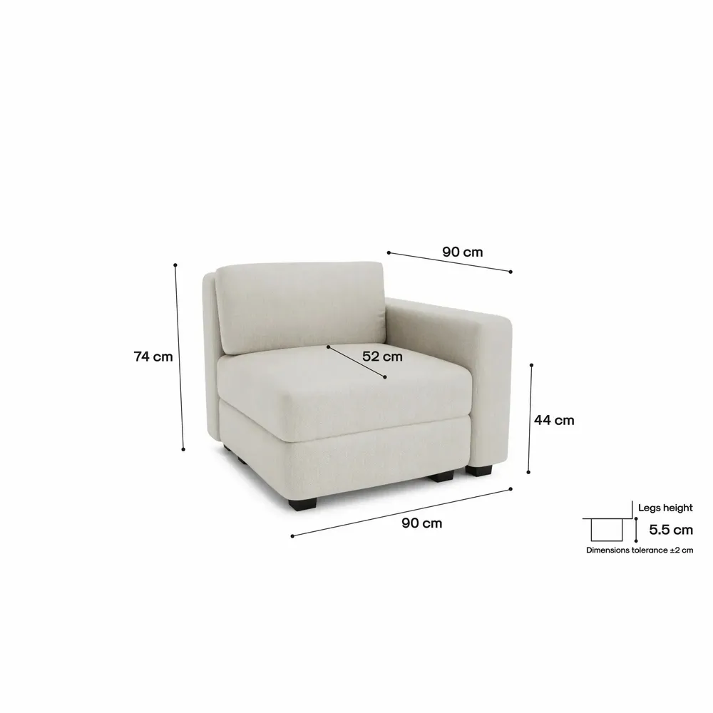 Sofas for hospitalities & contracts - Modular Sofa GRACIA - End Module - Cream Beige - CITY SOFA