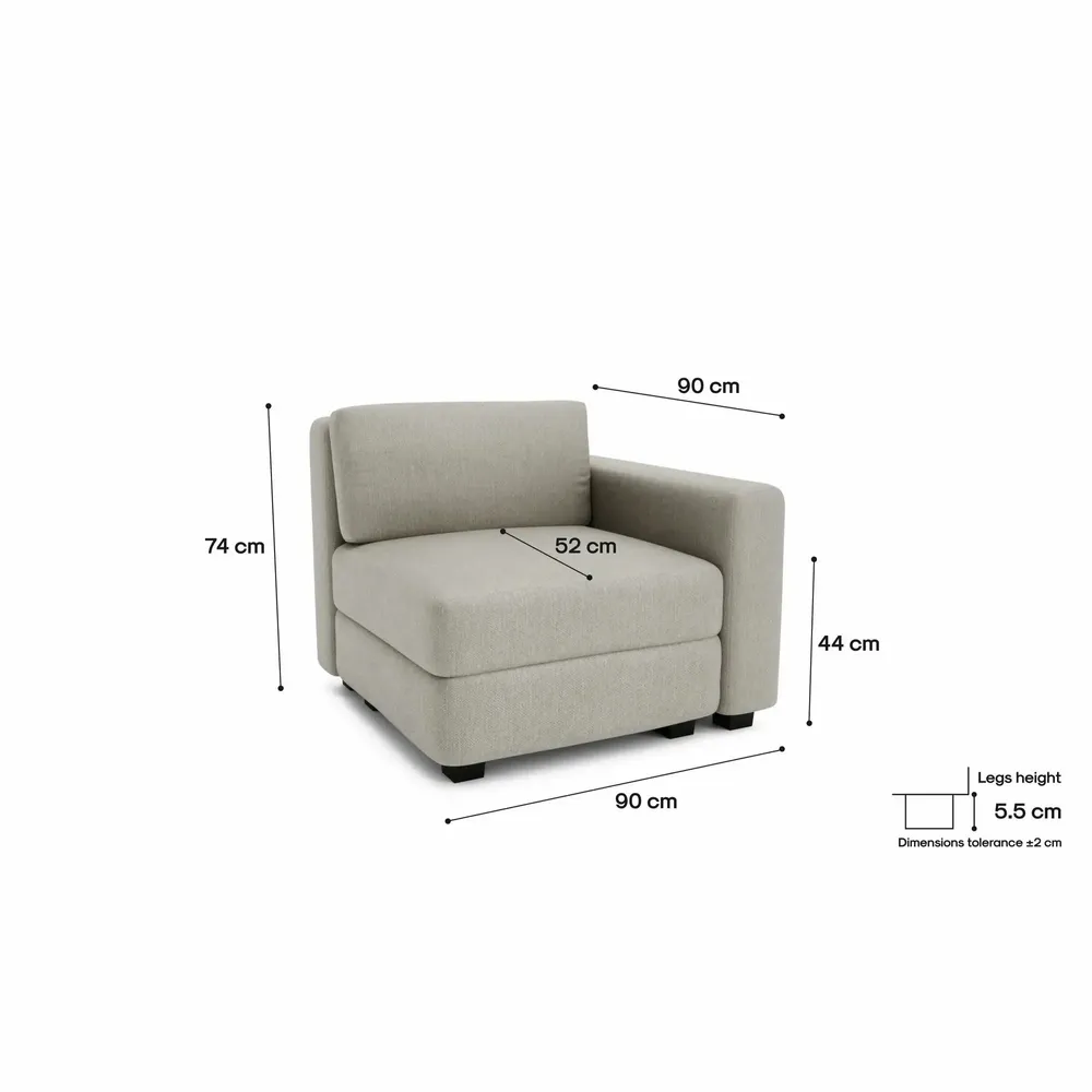 Canapés pour collectivités - Canapé modulable GRACIA - Module d'extrémité - Beige gris - CITY SOFA